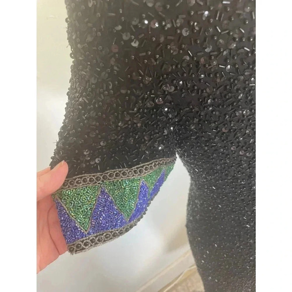 Vintage 80’s Niteline by Della Roufogali Beaded Sequin Black Cocktail Dress 0170 - Picture 9 of 16